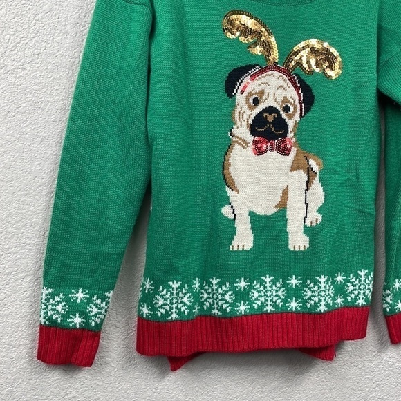 United States Sweaters Pug Ugly Christmas Sweater Holiday Party Dog Green Sz M - Picture 3 of 7